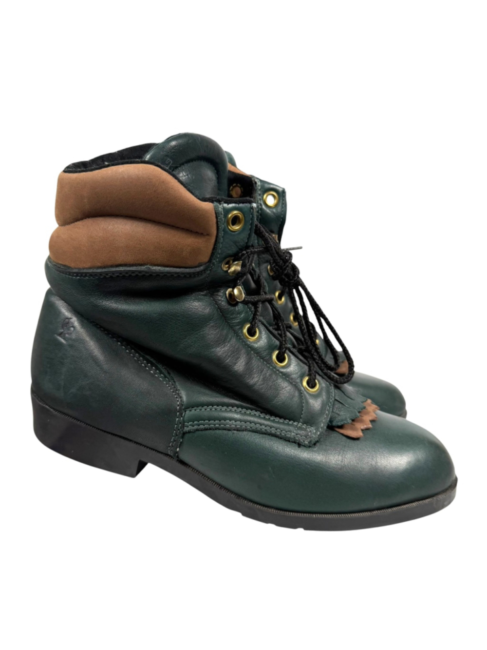 Laredo Performair Vintage Ankle Boots Green Leather Kiltie Western Women's 6.5M